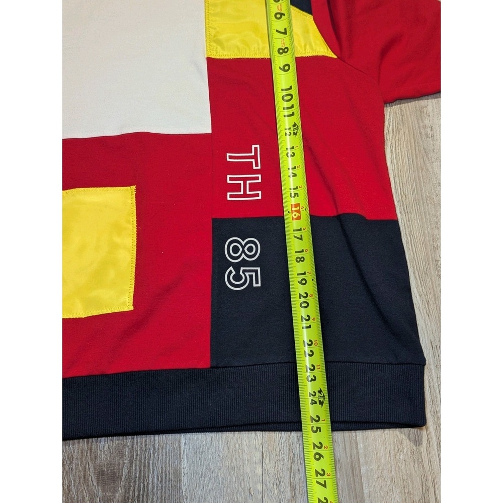 Tommy Hilfiger Mens Colorblock Crewneck Sweatshirt Red Yellow Navy - Picture 6 of 7